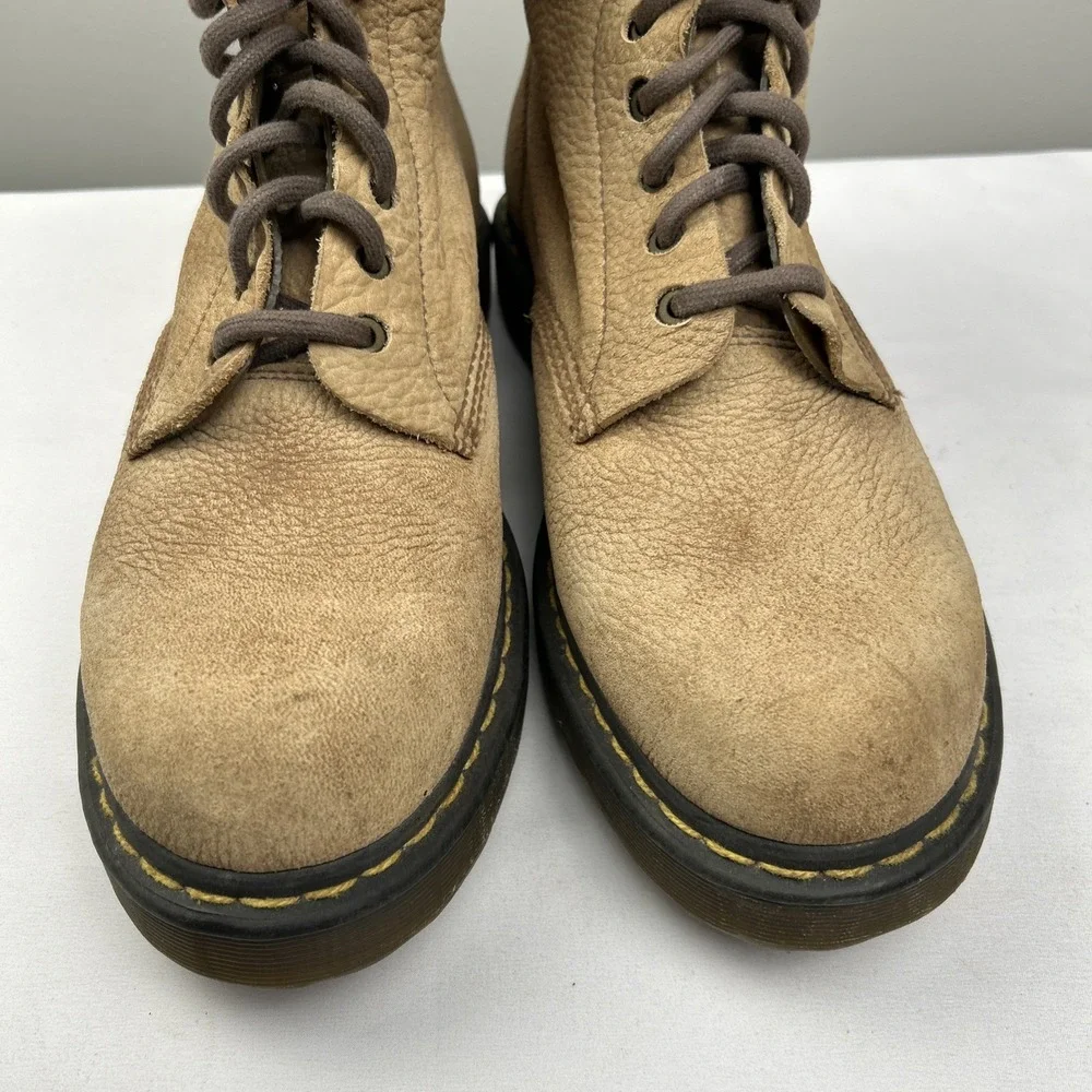 Dr Doc Martens RONNIE Nubuck Boot 8-Hole Air Cushion Sole Mens US 12 Beige
